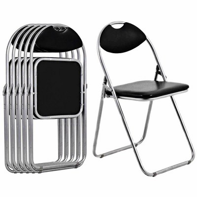 Costway 6 PCS U Shape Folding Chairs Furniture Home Outdoor Picnic Portable Black