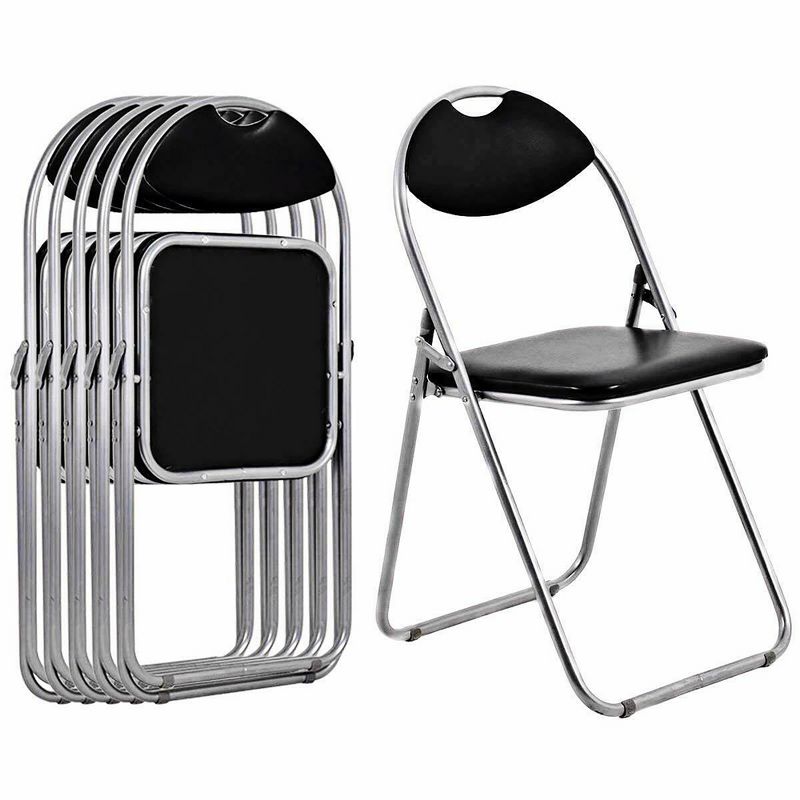 Costway 6 PCS U Shape Folding Chairs Furniture Home Outdoor Picnic Portable Black, 1 of 8