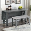 6 Piece Extendable Dining Table Set Dining Set Small Dinette Kitchen Table Set with Foldable Table, 4 Upholstered Chairs, Bench, Gray/Espresso-Merax - 3 of 4