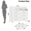Homhougo Modern 6-Drawer Dresser with LED Lights & Charging Station - Triangle Pattern, Gold Legs White - 2 of 4
