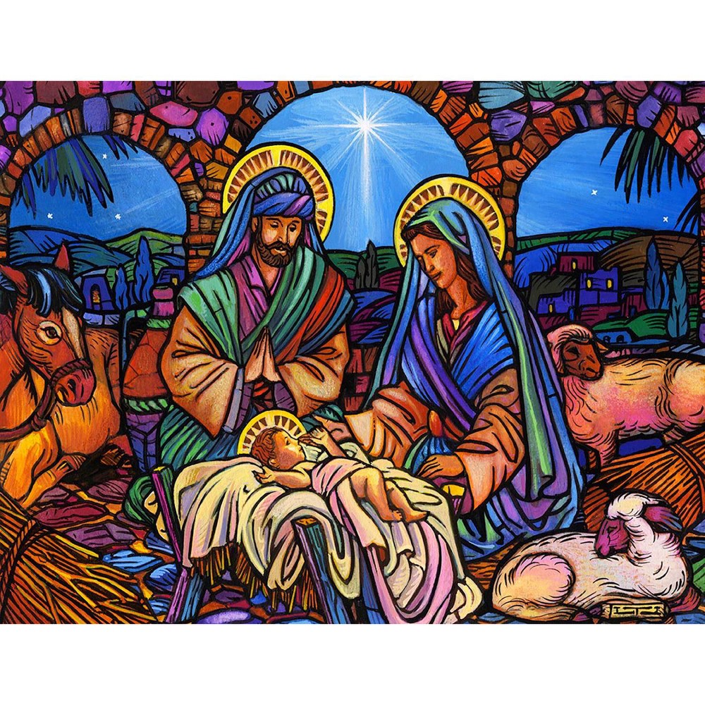 Photos - Jigsaw Puzzle / Mosaic Springbok Stained Glass Nativity Jigsaw Puzzle - 500pc 