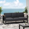 GDFStudio Giovanna Outdoor Aluminum 3 Seater Sofa with Water Resistant Cushions, Black Natural/Dark Gray - 2 of 4