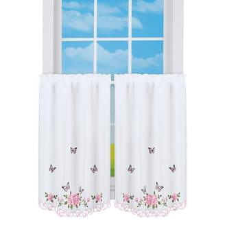 Collections Etc Lovely Rose Butterfly Curtains
