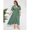 Clearlove Women's Spring and Summer Plus Size Floral V Neck Short Sleeve A Line Long Dress - 4 of 4