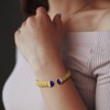 EVERLY JEWELRY | Yellow Plated Sterling Silver 0.20 CT TGW Cubic Zirconia Lapis wide rounded omega Bangle - 4 of 4