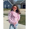 Girls Long Sleeve Ruffle Plaid Shirts Front Button Down Shirts for Girls Waist Knot Plaid Shirts,Pink Plaid - 2XL - 2 of 4