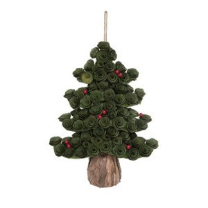 Transpac Wood Curl Rosette w/Red Berry Tree Decor Home Decorations Christmas - 1 of 1