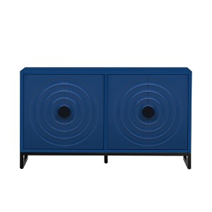 Chery Life U-Style Storage Cabinet, Sideboard Wooden Cabinet with Stunning Water Wave Door Design, Adjustable Shelves - 1 of 4