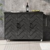 CLIHOME Farmhouse 3D Wave Stripes Kitchen Island with Drop Leaf and Wheels, Rolling Kitchen Cart with Towel Rack and Internal Storage Rack - 4 of 4