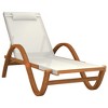 vidaXL Sun Lounger with Pillow White Textilene and Solid Wood Poplar - 2 of 4