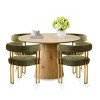5-Pcs Wood Dining Table Set 47" Extendable Dining Table with 4 Upholstered Chenille Dining Chairs with Arm for Dining Room,Kitchen-Tanpinhause - 3 of 4