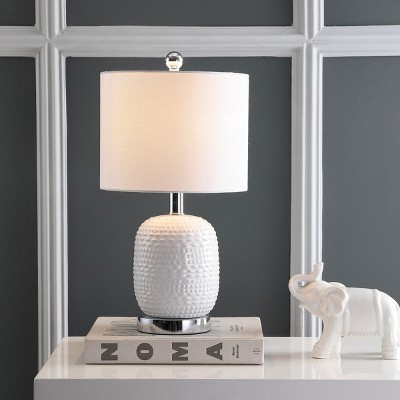 Elegant Tucana White Ceramic Table Lamp with Silver Base