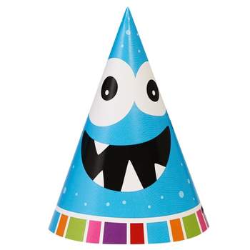 Birthday Express Monster Party Monster Cone Hats - 8 Pack
