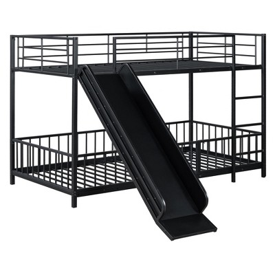 NicBex Twin Over Twin Bunk Bed with Slide and Guardrail with Convenient Gate,Twin Loft Bed with Ladder,Modern Bunk Beds,Bunk Beds for Bedroom