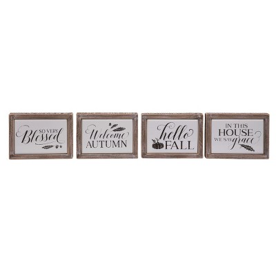 Transpac Mini Enamel Sign Decor Set of 4 Freestanding Tabletop Signs for Fall Harvest Multicolored Indoor Decoration