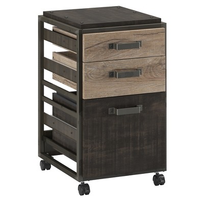 3 Drawer Refinery Mobile File Cabinet In Rustic Gray - Bush Furniture