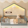 Whisen Twin Wooden Floor Bed & Bed Frame, Montessori Bed with High Rails, Light - 3 of 4