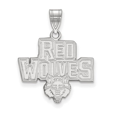Black Bow Jewelry 14k White Gold Arkansas State Red Wolves NCAA Large Pendant