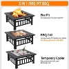 Coucheta Multifunctional Fire Pit Table 32in Square Metal Firepit Stove Backyard Patio Garden Fireplace for Camping, Outdoor Heating, Bonfire, Picnic - 3 of 4