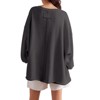 Womens V Neck Pullover Sweatshirt Long Sleeve Rolled Hem Loose Fit Tops - 2 of 2