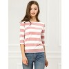 INSPIRE CHIC Women's Stripes Casual Basic Elbow Sleeves Boat Neck Slim Fit T-Shirts - 2 of 4