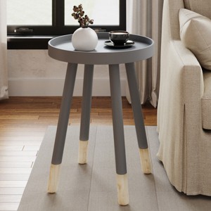 Hasting Home Modern Side Table, Round End Table with Tray Top - 1 of 4