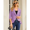 Womens Casual Blazer 3/4 Sleeve Open Front Ruffle Work Office Cardigan Suit Jacket Purple XL - 3 of 4
