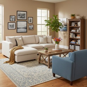 Whisen Modern L-shaped Sectional Sofa Set with Convertible Ottoman and 2 pillows, Minimalist Style Couch Set - 1 of 4