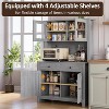 63" Tall Kitchen Pantry Cabinet with Drawers, Hutch, Glass Doors, Adjustable Shelves, Freestanding Microwave Stand & Storage Cabinet, Grey - 4 of 4