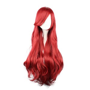 Unique Bargains Women's Curly Wigs 32" Red with Wig Cap - 1 of 4