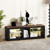 Tangkula TV Stand w/ LED Light for TVs up to 65 inch w/ Adjustable Tempered Glass Shelves - 3 of 4