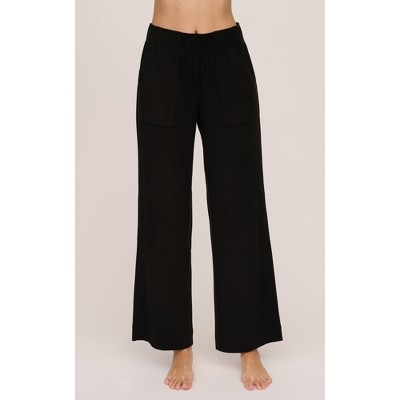 90 Degree By Reflex Marled Pique Daisy Wide Leg Pant With Side Pockets -  Black - X Large : Target