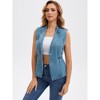 INSPIRE CHIC Women's Denim Button Down V Neck Elastic Waist Waistcoat Sleeveless Jean Jacket - 2 of 4