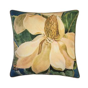 20"x20" Oversize NYBG Eaud Magnolia Square Throw Pillow Cover Teal Green - New York Botanical Garden