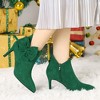 Allegra K Women's Pointed Toe Zip Stiletto Bow Heels Boots - 2 of 4