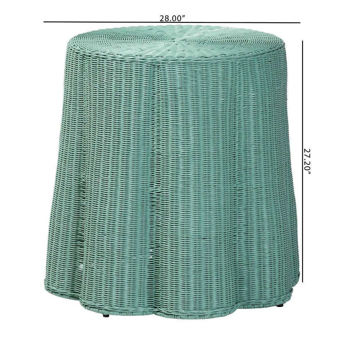 bali & pari Palm Scallop Natural Rattan Console Table Teal Green