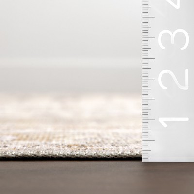 Sia Beige Floral Synthetic Washable Non-slip Area Rug, 3' x 5'