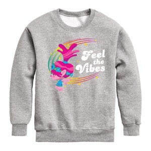 Boys' - Trolls - Feel The Vibes Poppy Graphic Long Sleeve Fleece Sweatshirt - 1 of 4