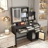 Makeup Vanity With Mirror, 3 Colors Lights, Vanity Desk With 4 Drawers, 1 Cabinets And Shelves, Vanity Table Rattan Vanity Dresser for Bedroom - 3 of 4