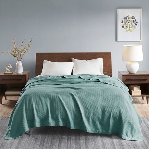 NicBex 90x66 Inch Cotton Soft Bedding Blanket Tightly Weave for Bed Sofa,Machine Washable,Teal - 1 of 4