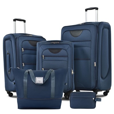 5-Piece Softside Luggage Set,Expandable Lightweight Suitcases with Spinner Wheels,Travel Duffel Bag and Toiletry Bag (20"/24"/28")-Cuddlewood