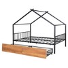 CAVINAS Twin/Full Size House Platform Bed Frame with Fence,Metal Floor Bed for Kids Room,Bedroom - 3 of 4