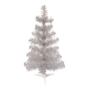 Transpac Small Silver Tinsel Mini Christmas Tree Decorative Object for Holiday Home Decor - 1 of 2