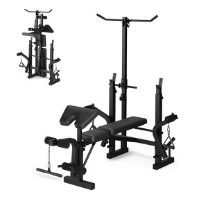 COZONY Foldable Weight Bench with Adjustable Rack, Leg Extension & Preacher Curl Pad, Flat & Incline Workout Bench for Home Gym Strength Training - 1 of 4