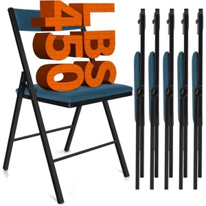 SUGIFT 6-Pack Black Padded Folding Chairs with Double Hinges, Blue - 1 of 2
