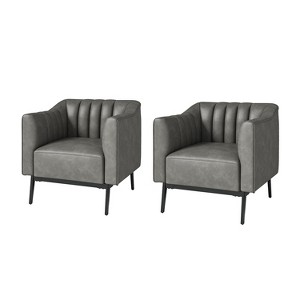 Carsten Industry 30" Wide Faux Leather Chair with Metal Leg Set Of 2| HULALA HOME - 1 of 4