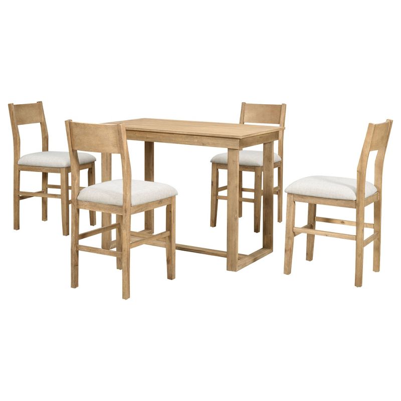 5-Piece Farmhouse Counter Height Dining Table Set with 1 Rectangular Dining Table and 4 Dining Chairs for Small Places - ModernLuxe, 4 of 14