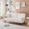 Okak Minimalist Sofa Couches for Living Room Convertible Loveseat Sofa Bed Straight-line Corduroy with Adjustable Backrest & Cup Holder, White - 3 of 4
