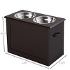 INFURNIC Pet Bowl Raised Feeding Station with Storage Stainless Steel Bowls Elevated Design for Large Dogs, Brown, 23.5"*11.75"*16.25" - 3 of 4