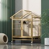 FURNIinspire Pet Crates and Houses, Large Cat Cage, Kennel Indoor Crate Large Exercise Place Ideal for 1-2 Cats, Yellow, 21.15"*27.55"*38.5" - 2 of 4
